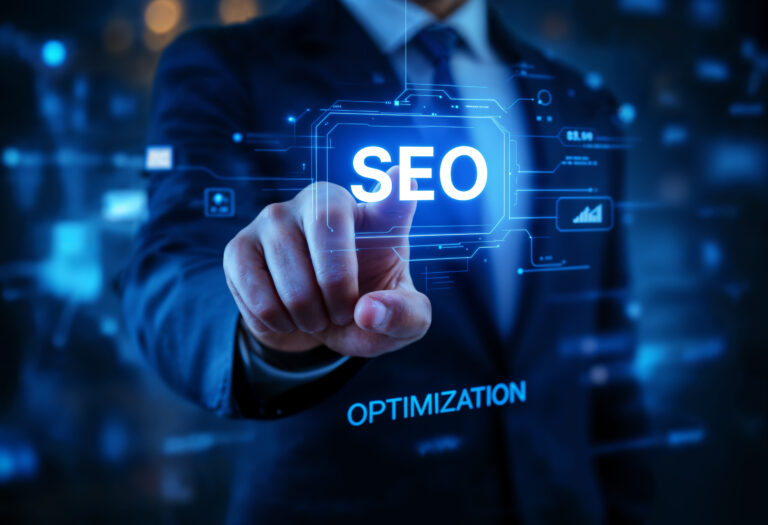 SEO optimization concept with digital display